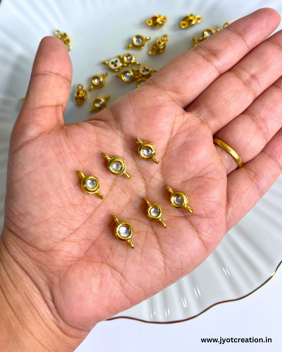 2 Hanging Round Meena Kundan-Pack of 4 Pcs