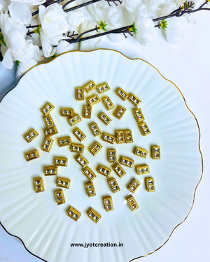 2 Hole Golden Meenakari Kundan Connector-3 Pair