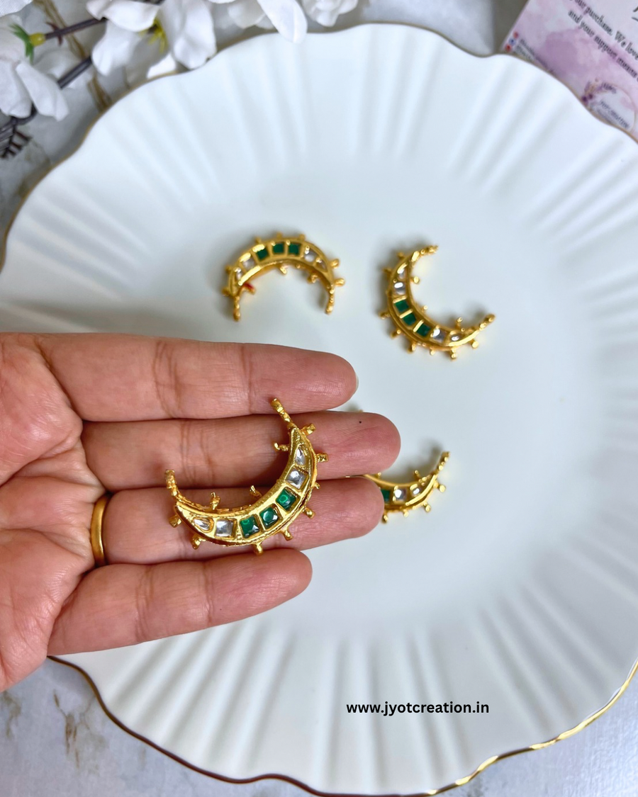 30mm Green Stone Chaandbali Kundan