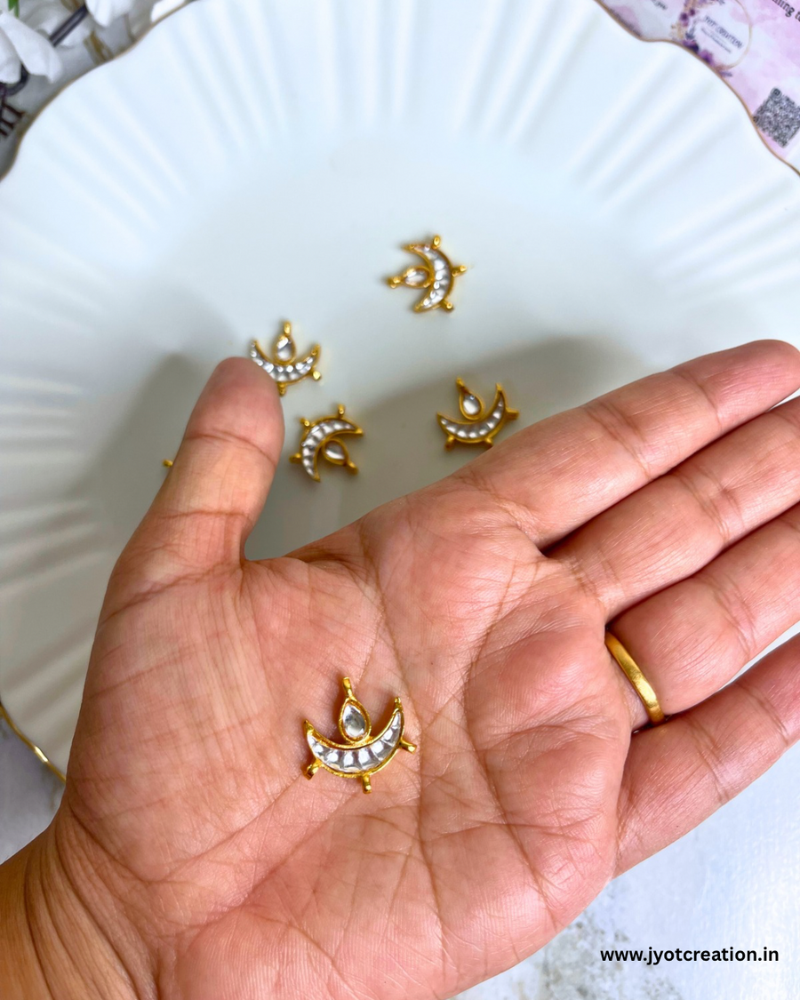 Golden 3 Hanging Chaandbali Kundan Connector