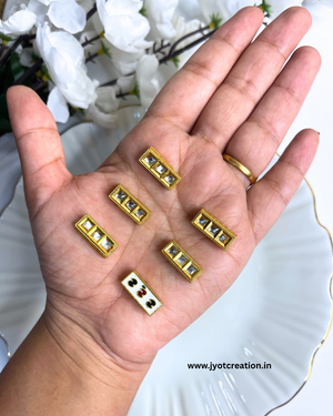 3 Hole Stone Meenakari Kundan Connector-4 Pcs (2 Pair)