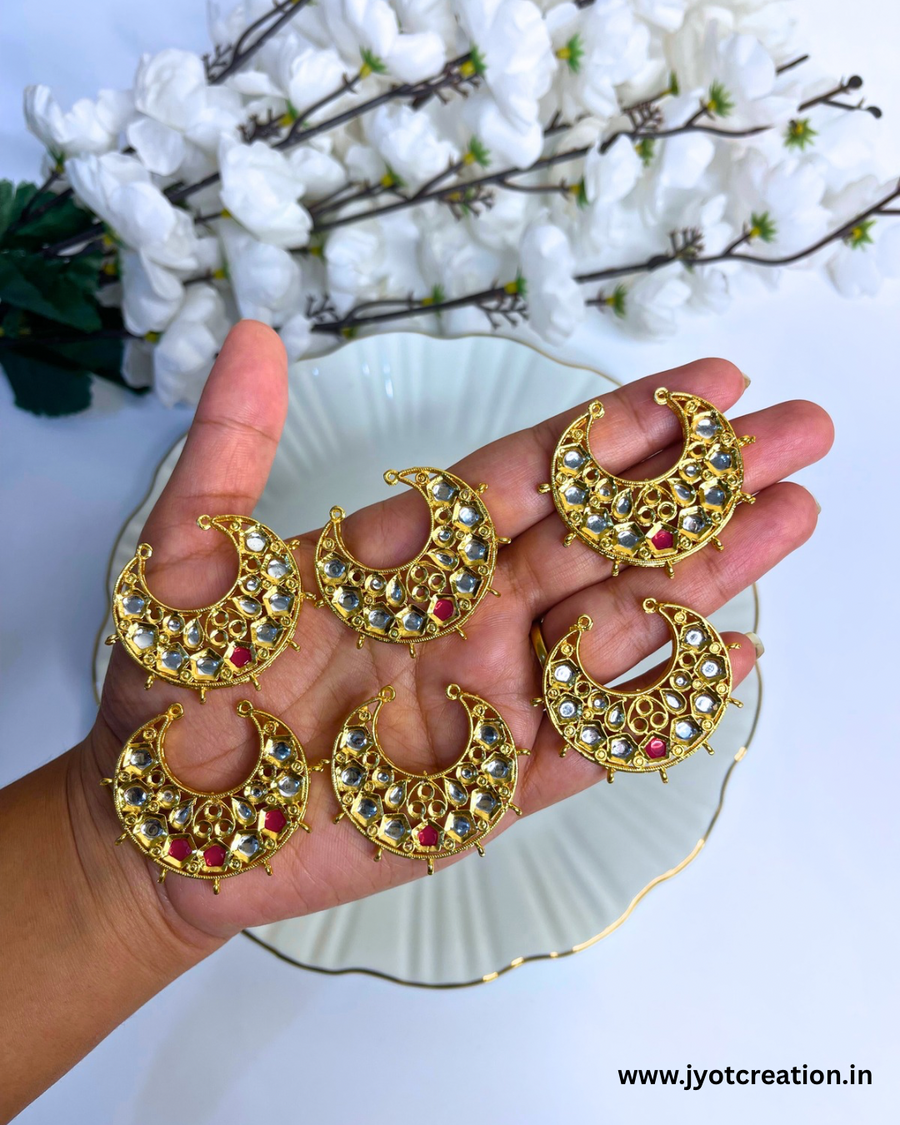 40mm 3 Ruby Stone Chaandbali Connector
