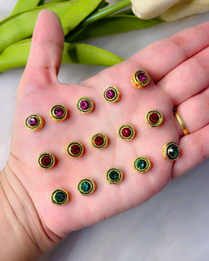 Round Meenakari Kundan, 10mm in 3 Colours