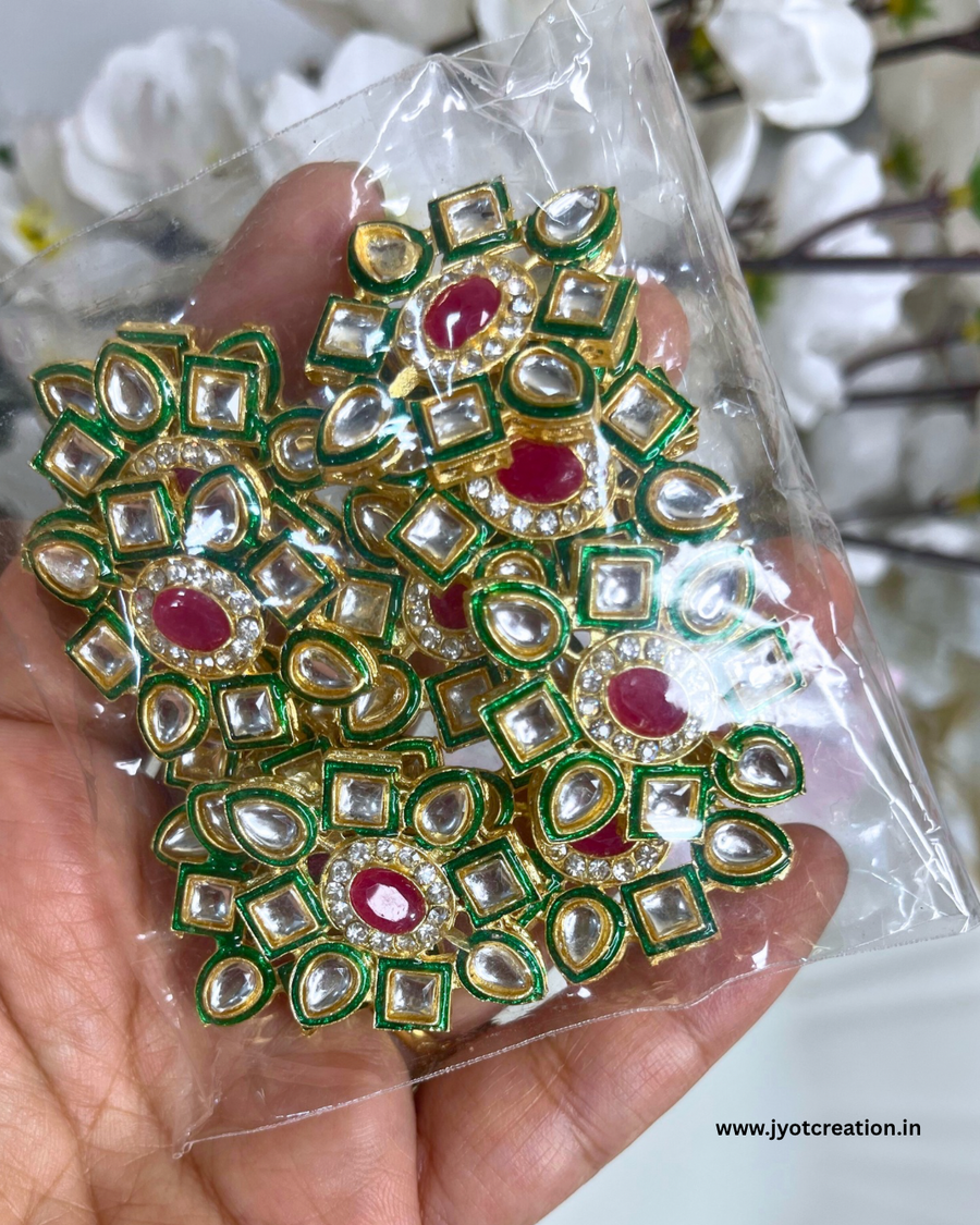 Big Size Meena Kundan-Pack of 3 Pcs