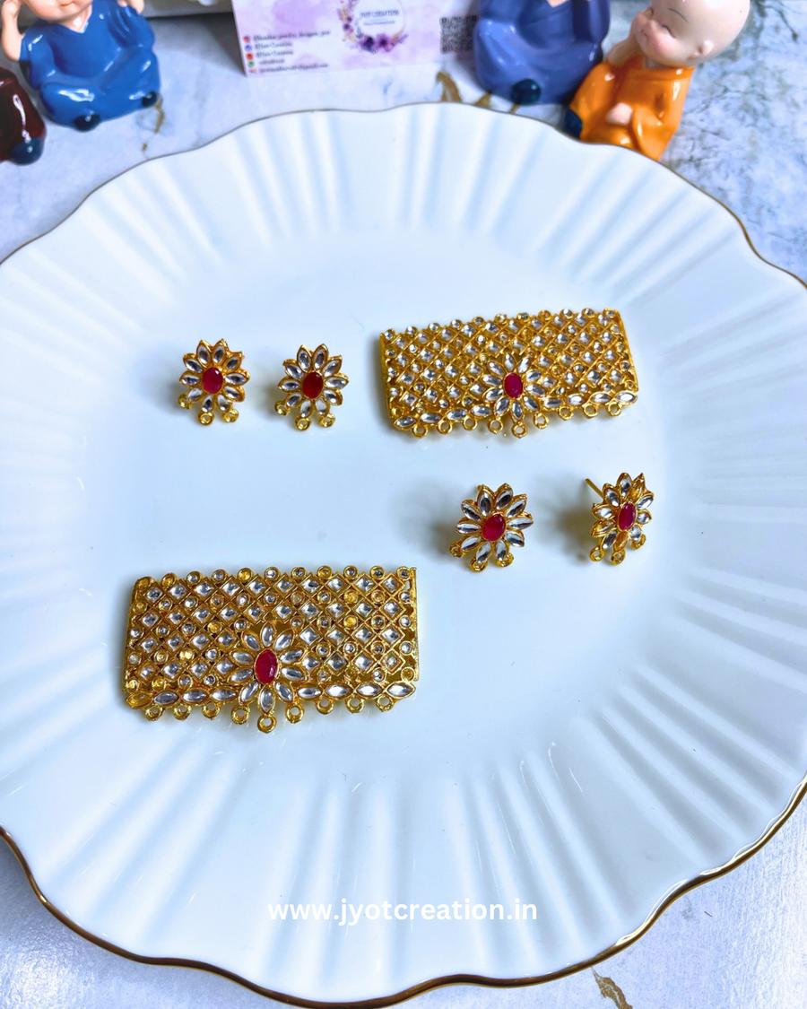 Raani Pink Pendant With Earring Set