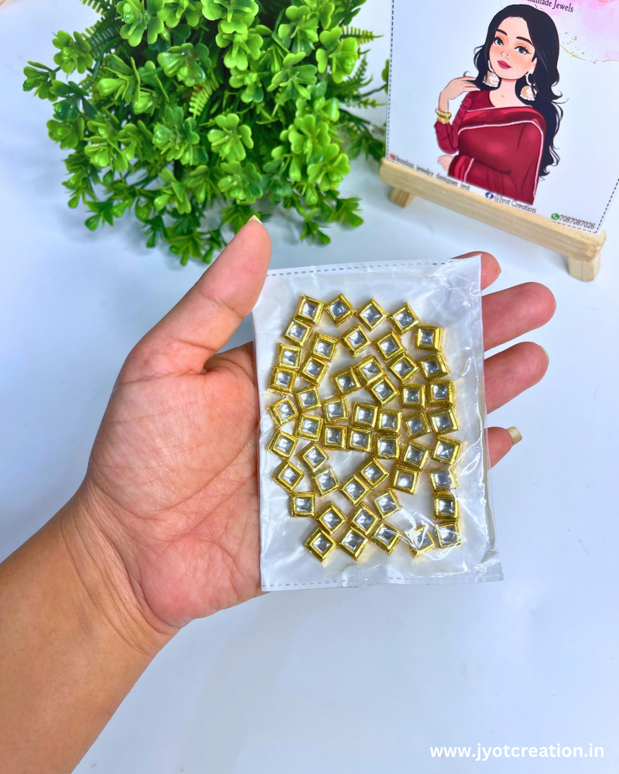 12mm Square 50Pcs Meenakari Kundan Line