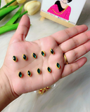 Eye Shape Golden Base Kundan, 6*4mm in 3 Colours