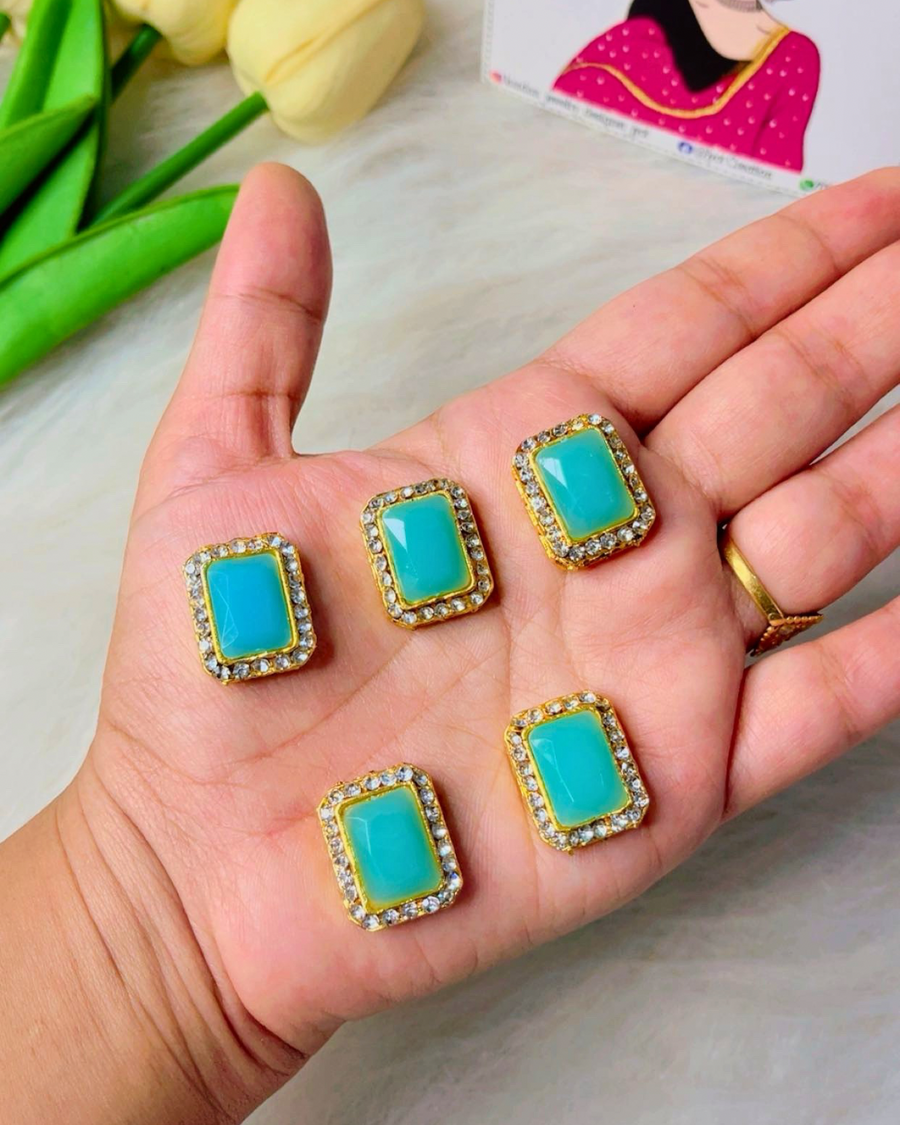 Rectangle Stone Kundan,20*16mm in 3 Colours