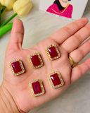 Rectangle Stone Kundan,20*16mm in 3 Colours