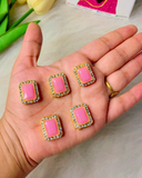 Rectangle Stone Kundan,20*16mm in 3 Colours
