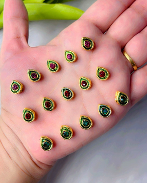 Drop Meenakari Kundan, 10*8mm in 3 Colours