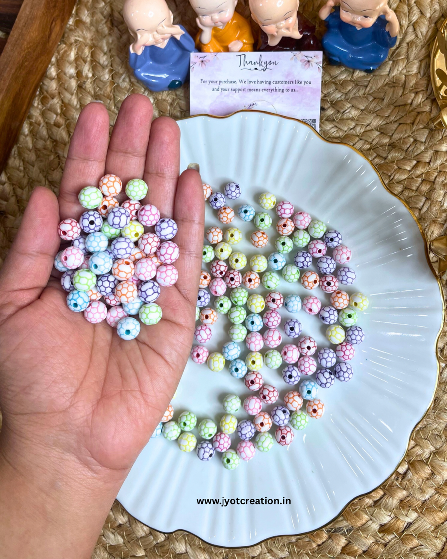 White Printed Acrylic Beads