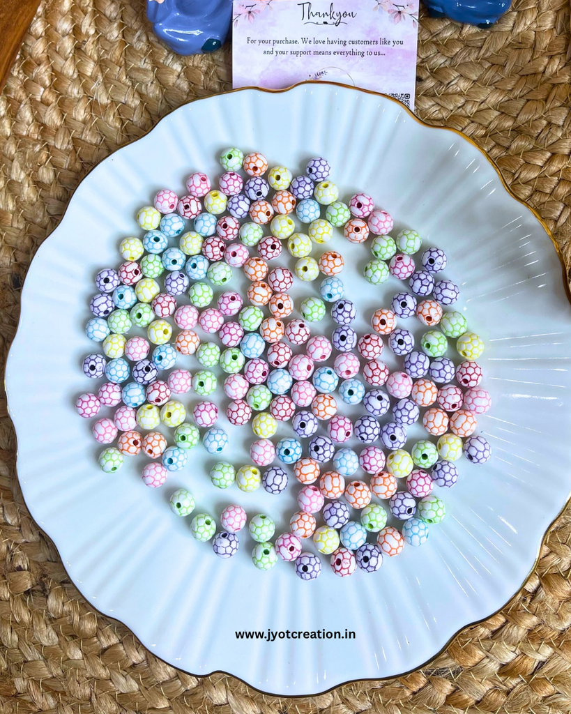 White Printed Acrylic Beads