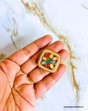 Big Square Multicolor Meena Kundan-Packof 3Pcs