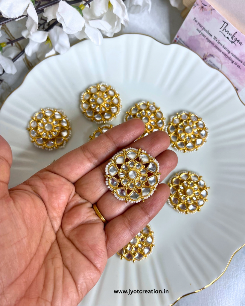 Big Size Flower Shape Kundan-Pack of 3 Pcs