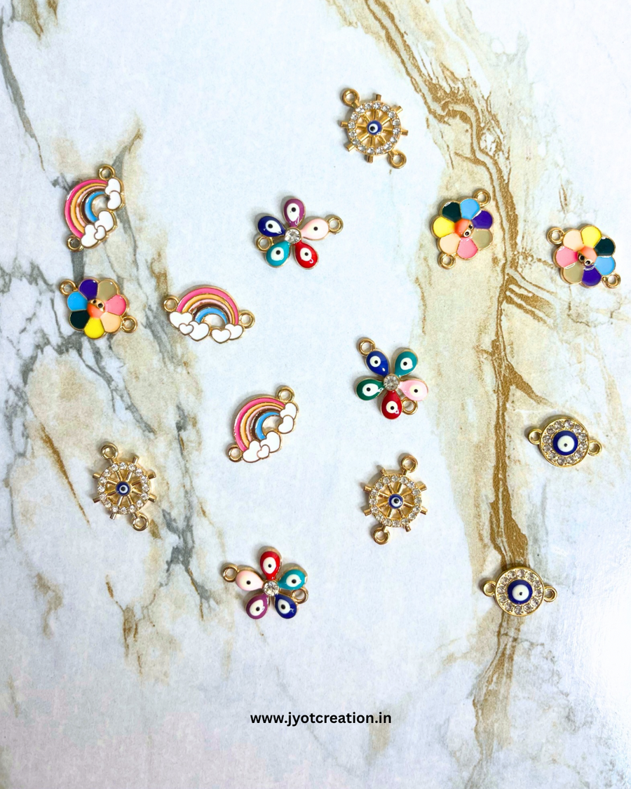 Diamond Evil Eye Two Hook Charm Combo-Pack of 14Pcs