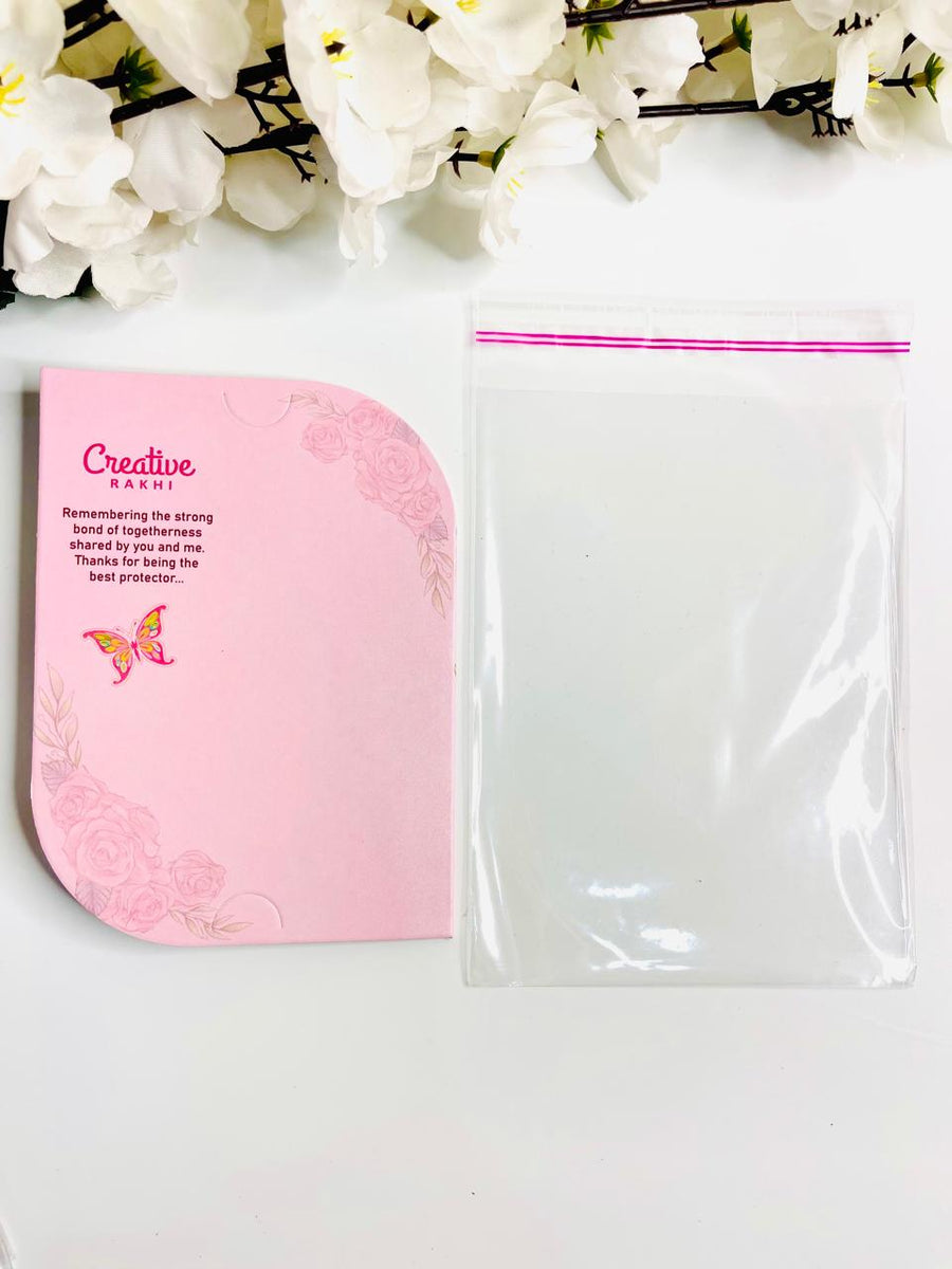 Pink Foldable Designer Rakhi Card-D