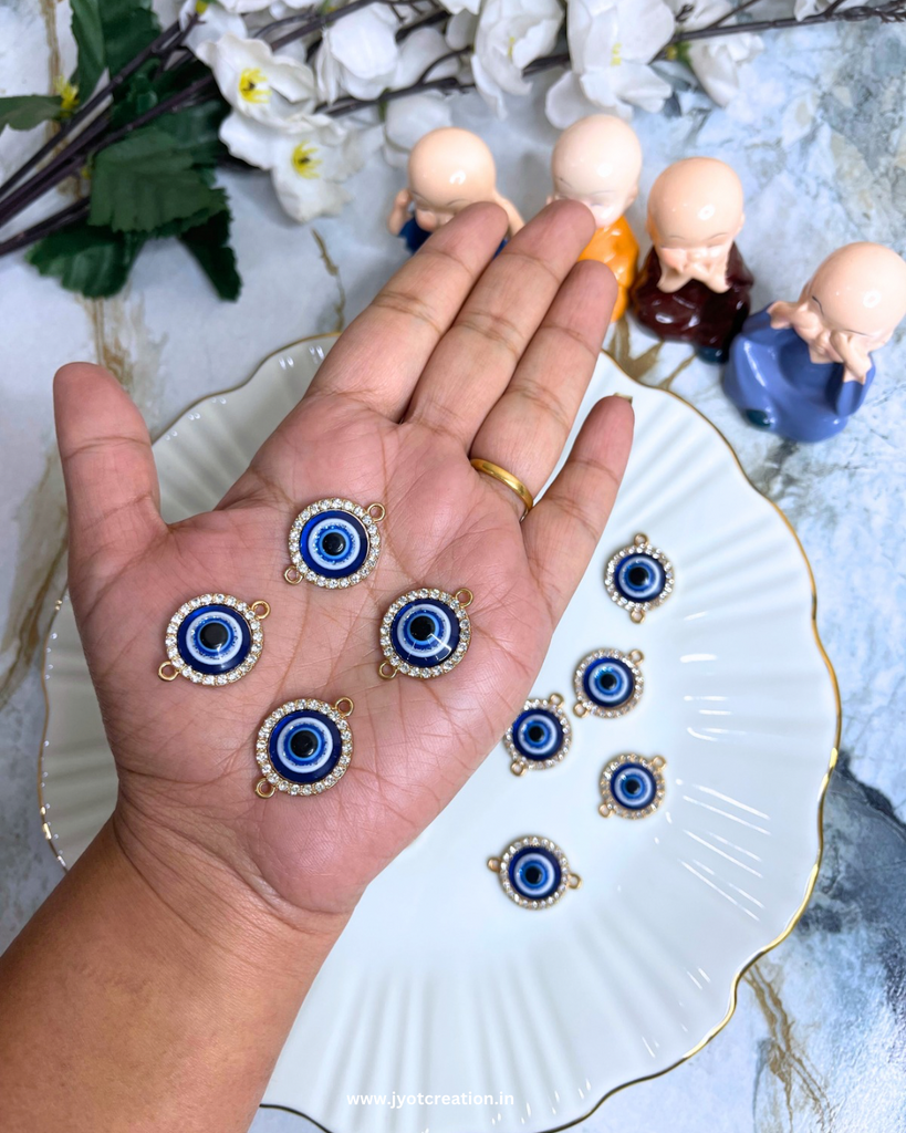 Diamond Evil Eye Two Hook Charm-Pack of 4 Pcs
