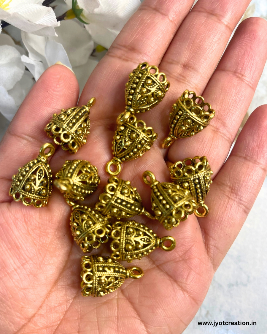 Golden Drop Shape Jhumka-Pack of 5 Pair