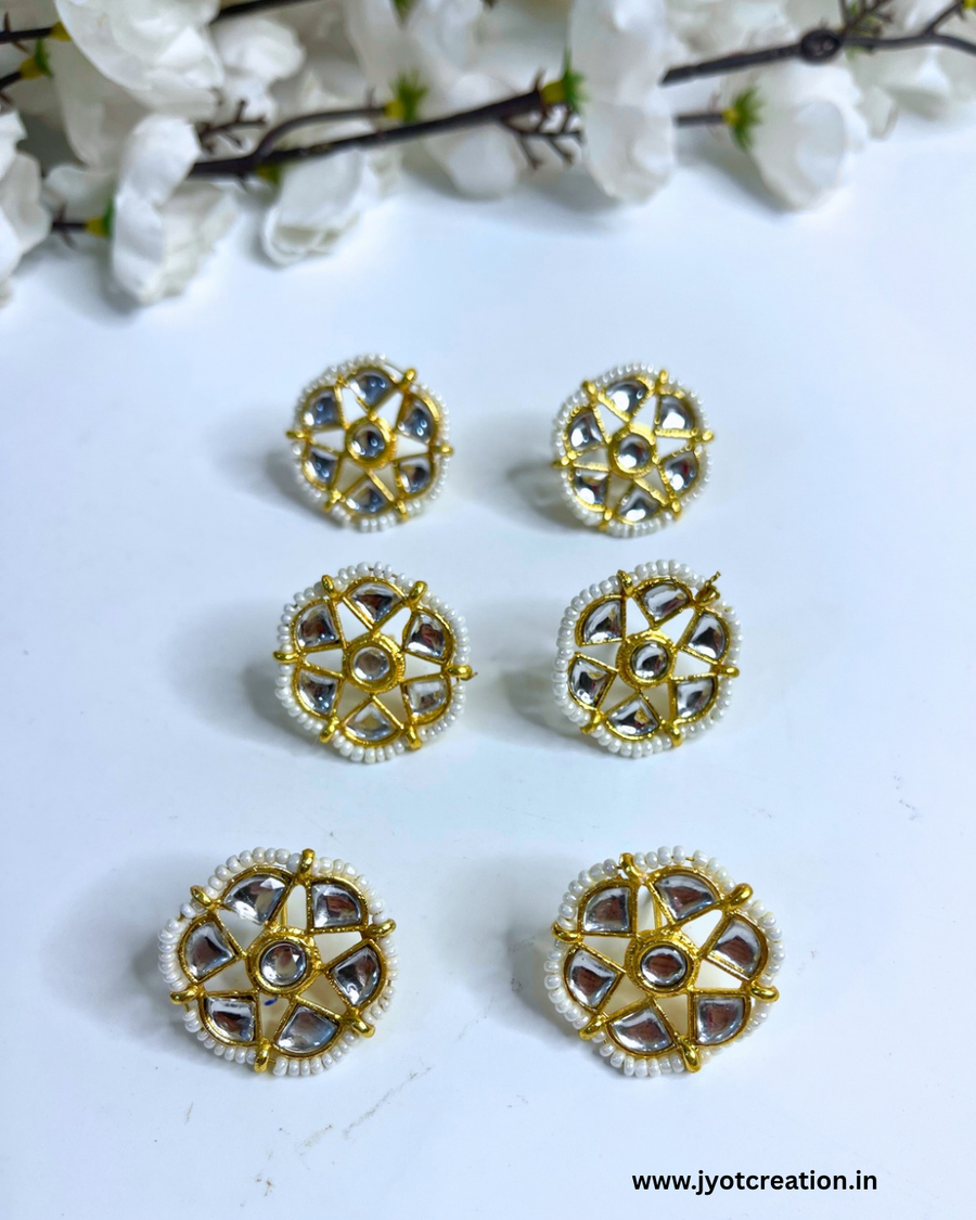 Golden Flower Shape Earring Stud-Pack of 3 Pair