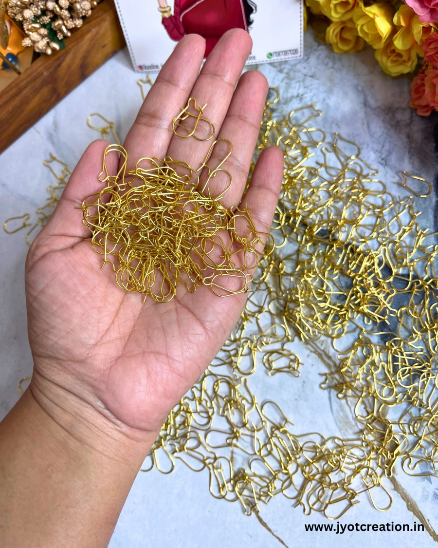 Golden Kidney (Mango) Hooks for Earring Making Pack of 100Gram