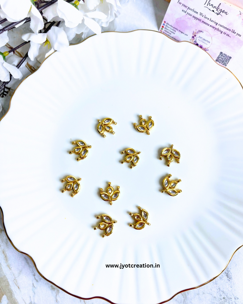 Premium Golden Makhi Meenakari Kundan Connector- Pack of 3 Pcs