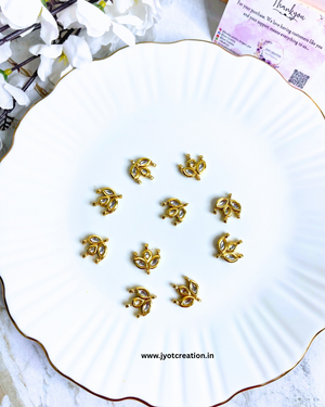 Premium Golden Makhi Meenakari Kundan Connector- Pack of 3 Pcs