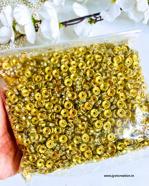 6mm Golden Silver Rhinestone Spacer Disc