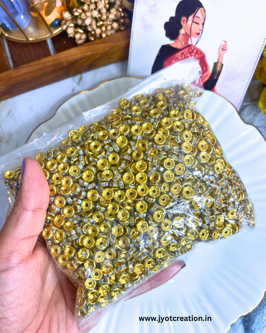 6mm Golden Silver Rhinestone Spacer Disc