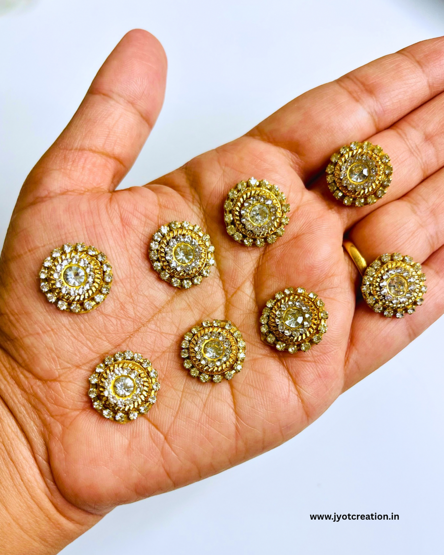 Golden Round Pasting Kundan-6 Pcs
