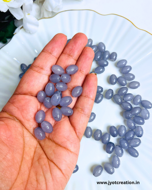 Gray Oval Glass Bead