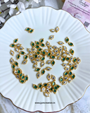 White/Green 2 Hanging Oval Kundan Connector-Pack of 6 Pcs