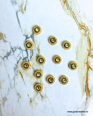 Green Round A.D Stone Meenakari Kundan