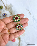 Green White Flower Meena Kundan