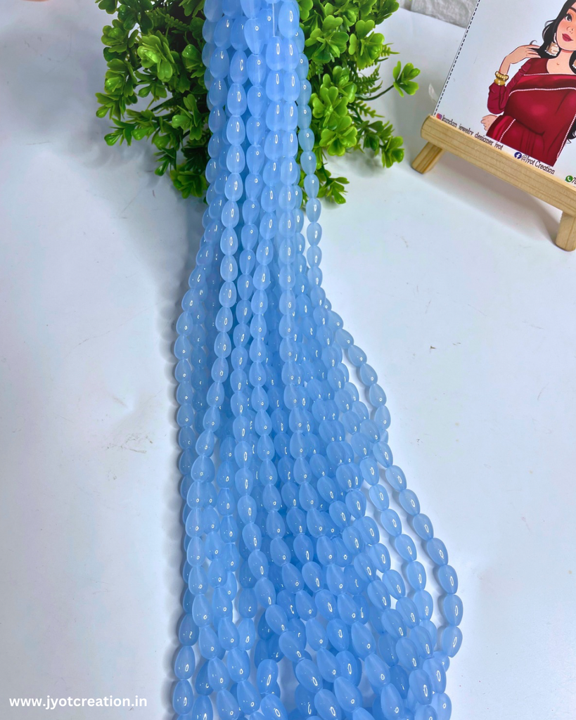 8mm Drop Glass Bead String in 3 Colors