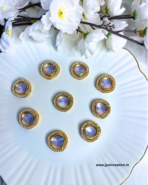Light Blue Silver Plated Polki Kundan
