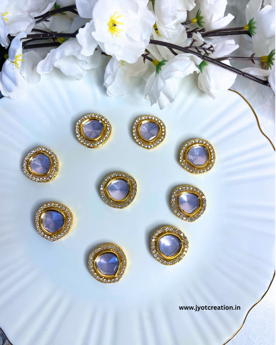 Light Blue Silver Plated Polki Kundan