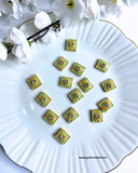 Light-Green Square Shape Designer Meena Kundan-Pack of 3 Pcs