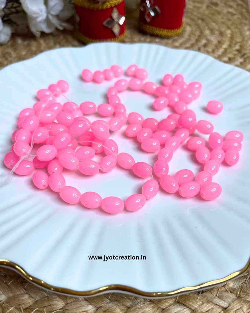 Light Pink Oval Glass Bead