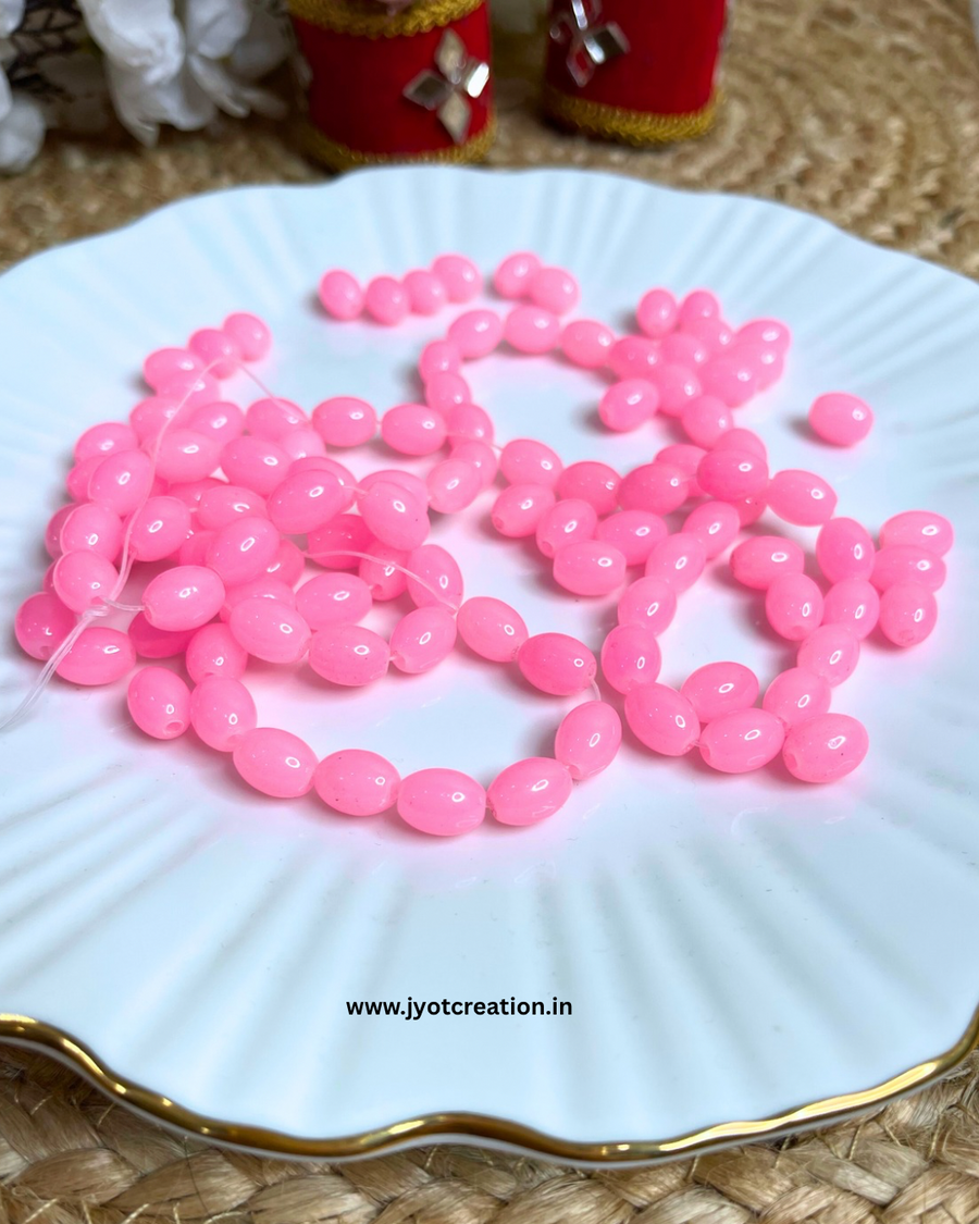 Light Pink Oval Glass Bead