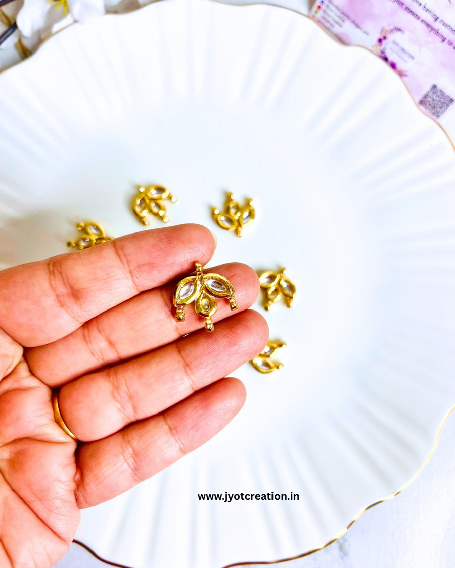 Premium Golden Makhi Meenakari Kundan Connector- Pack of 3 Pcs