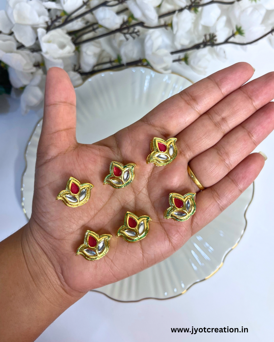 Red Lotus Meenakari Kundan