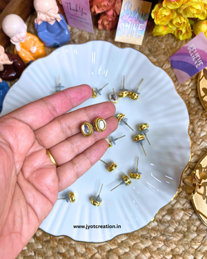 Oval Shape Meenakari Kundan Earring Stud-Pair of 5Pcs