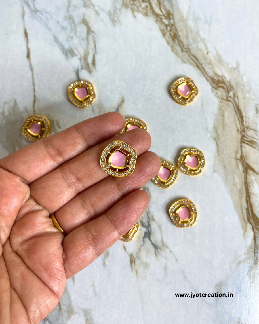 Pink A.D Stone Diamond Kundan-Pack of 2 Pcs