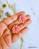 Pink Flower Meena Kundan-PacK of 6Pcs