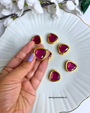 20mm Smooth Top Triangle Shape Rani Pink Meenakari Kundan-Pack of 10Pcs