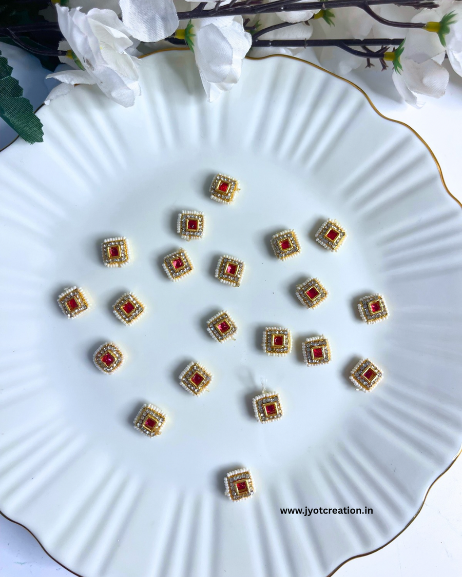 Red Round A.D Stone Kundan