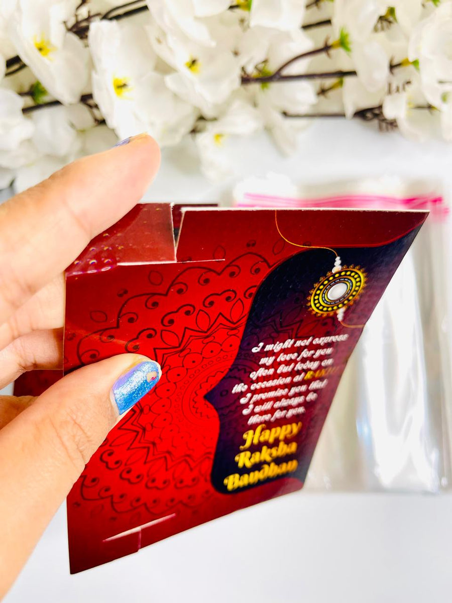 Red & Black Rakhi Card-C With Plastic Cover