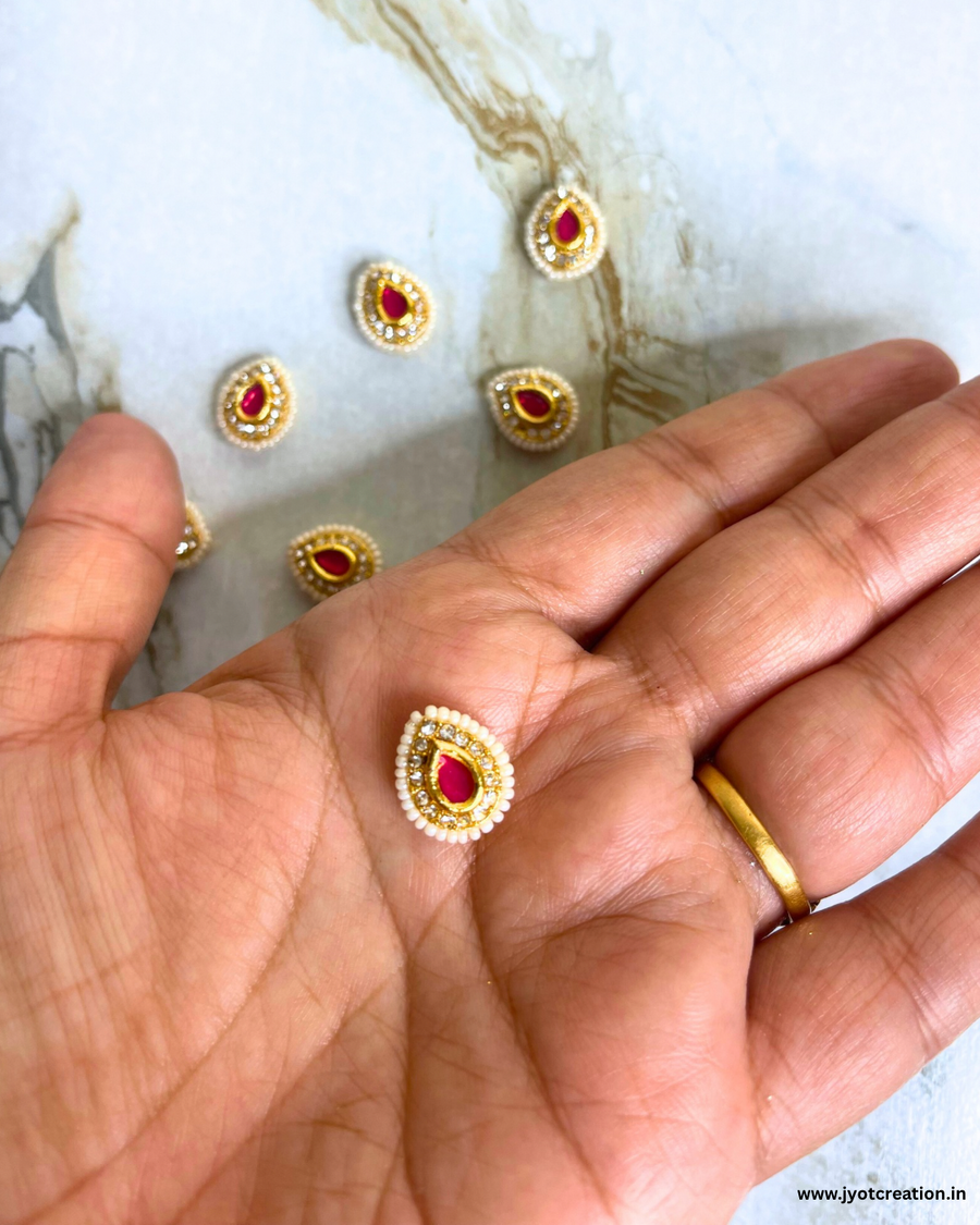 Red Drop Stone Kundan-Pack of 2 Pcs