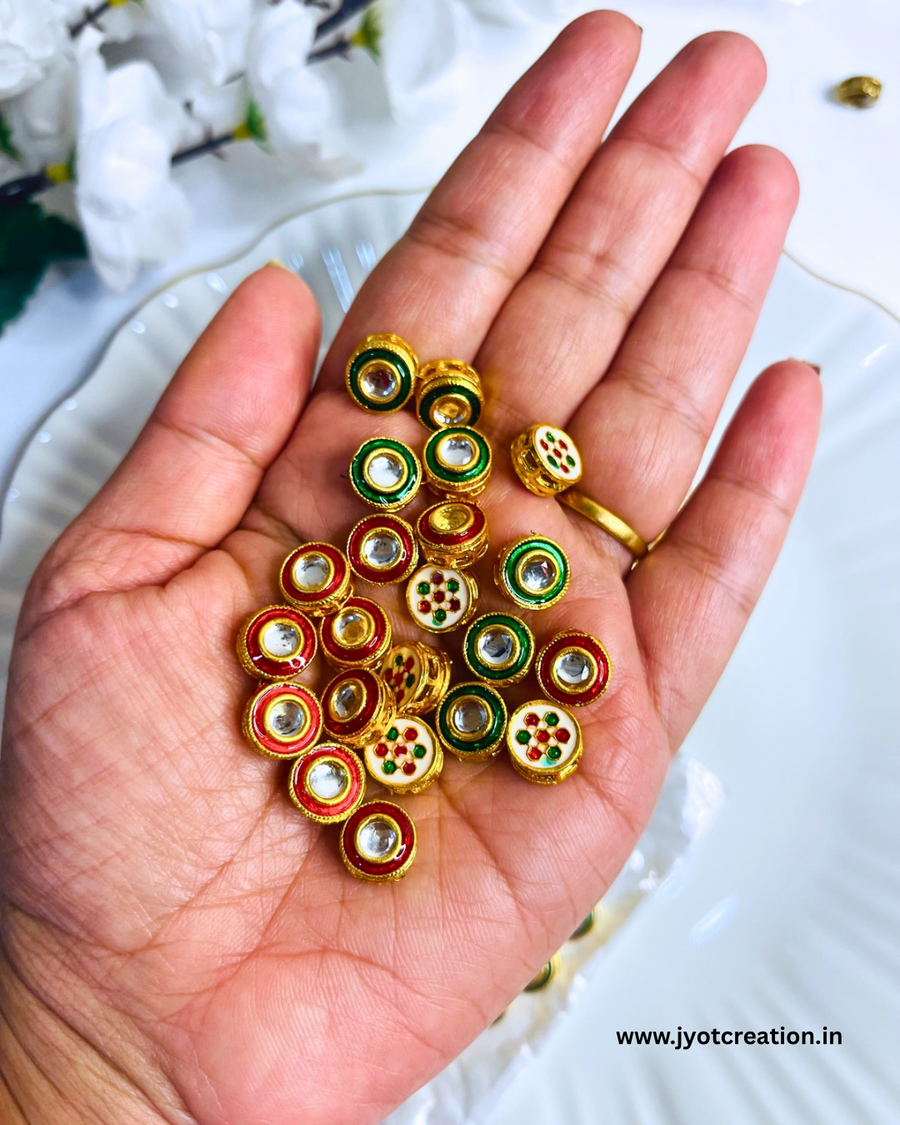 Red Round Meenakari Kundan